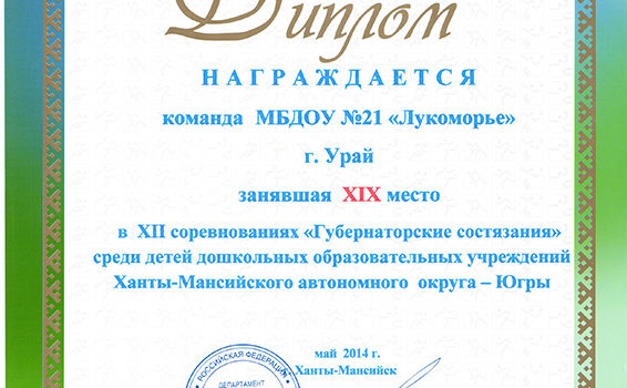 диплом губернаторские состязания 2014
