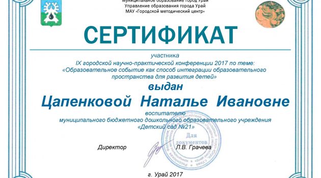 Сертификат конференция