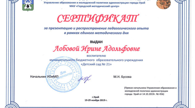 Сертификат ЕМД Лобова